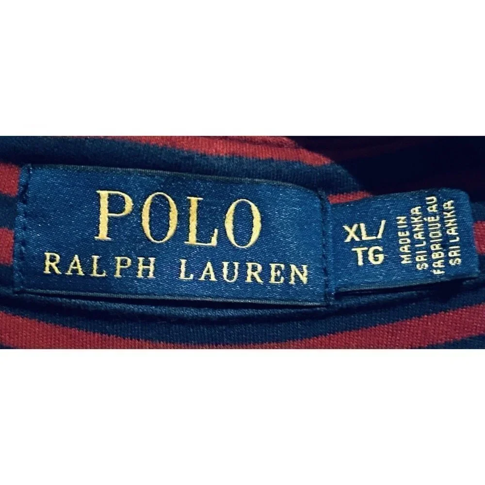 Polo Ralph Lauren Shirt Mens XL Striped Polo Pullover Red Blue Cotton Knit